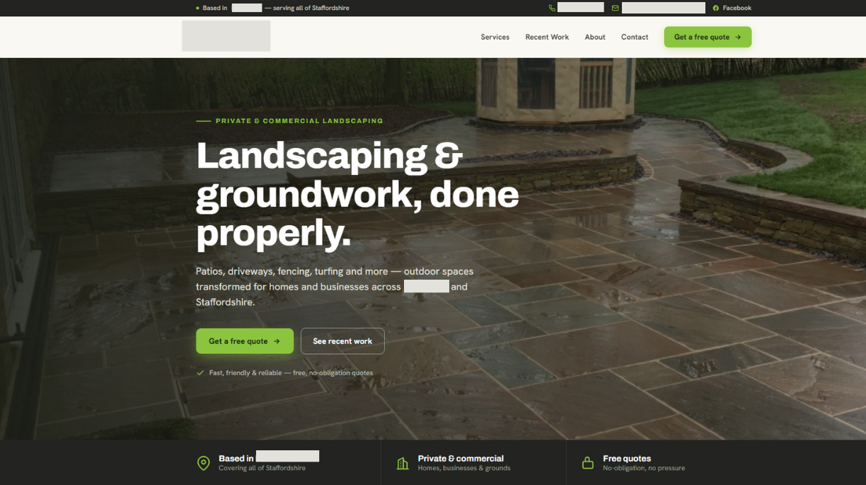After: the modern website WSN built for a Staffordshire landscaping business
